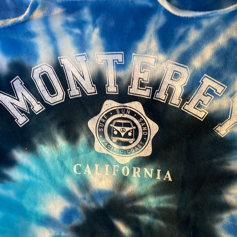 MONTEREY CALIFORNIA TIE DYE HOODED PULLOVER SWEATSHIRT SZ LARGE NWT